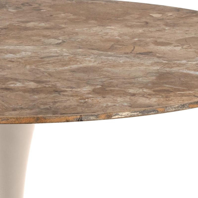 Salm Matbord 90 cm Rund - Brun Keramik med Subtila Ådringar; Grå Bas - Möbler - Matplats - Matbord & köksbord