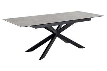 Salupa Utdragbart Rektangulärt Matbord 168–210 cm med Glasskiva, Betong- och Metallutseende - Grå - Möbler - Matplats - Matbord & köksbord