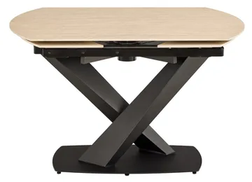 Salvas Förlängningsbart Matbord 120-180 cm Oval - Sandfärgad Topp; Svart Bas - Möbler - Matplats - Matbord & köksbord