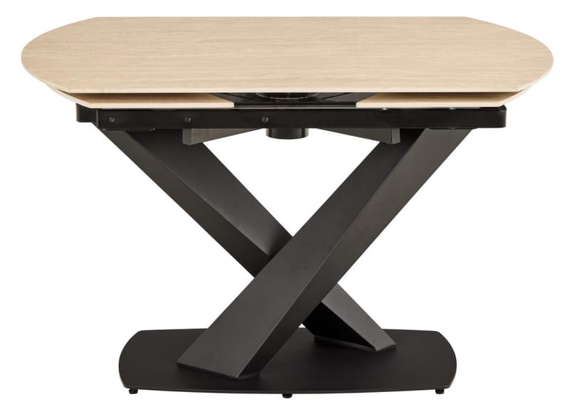 Salvas Förlängningsbart Matbord 120-180 cm Oval - Sandfärgad Topp; Svart Bas - Möbler - Matplats - Matbord & köksbord