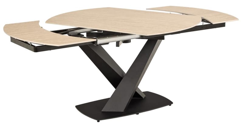 Salvas Förlängningsbart Matbord 120-180 cm Oval - Sandfärgad Topp; Svart Bas - Möbler - Matplats - Matbord & köksbord