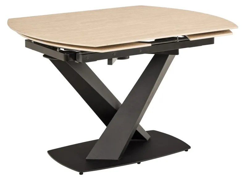 Salvas Förlängningsbart Matbord 120-180 cm Oval, Sandfärgad Topp; Svart Bas