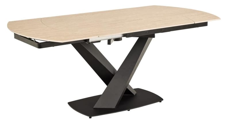 Salvas Förlängningsbart Matbord 120-180 cm Oval - Sandfärgad Topp; Svart Bas - Möbler - Matplats - Matbord & köksbord