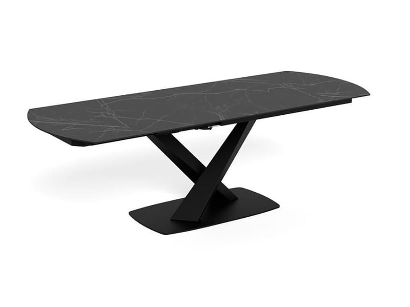 Salvas Förlängningsbart Matbord 160-240 cm Oval - Matt Svart Topp med Vita Nyanser; Svart Bas - Möbler - Matplats - Matbord & köksbord