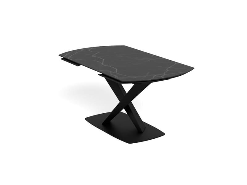 Salvas Förlängningsbart Matbord 160-240 cm Oval - Matt Svart Topp med Vita Nyanser; Svart Bas - Möbler - Matplats - Matbord & köksbord