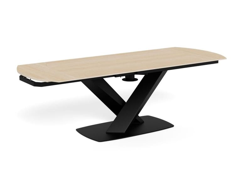 Salvas Förlängningsbart Matbord 160-240 cm Oval - Sandfärgad Topp; Svart Bas - Möbler - Matplats - Matbord & köksbord
