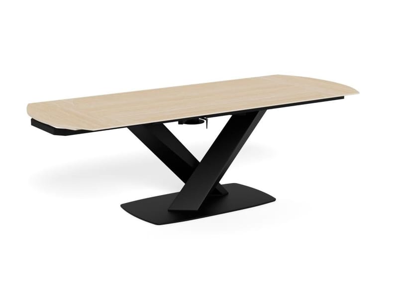 Salvas Förlängningsbart Matbord 160-240 cm Oval, Sandfärgad Topp; Svart Bas