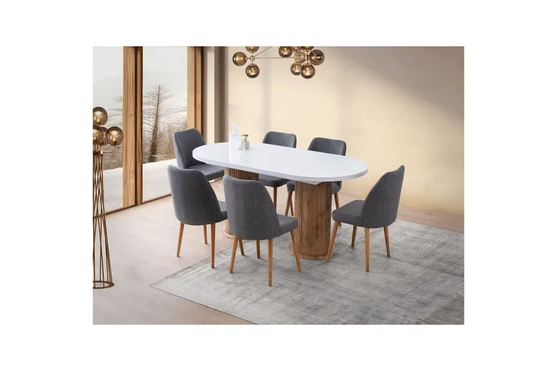 Samtens Matbord 180 cm Oval - Vit - Möbler - Matplats - Matbord & köksbord