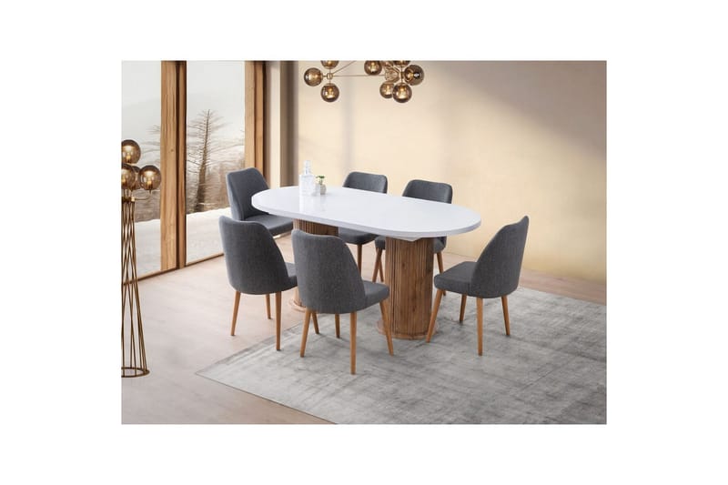 Samtens Matbord 180 cm Oval - Vit - Möbler - Matplats - Matbord & köksbord