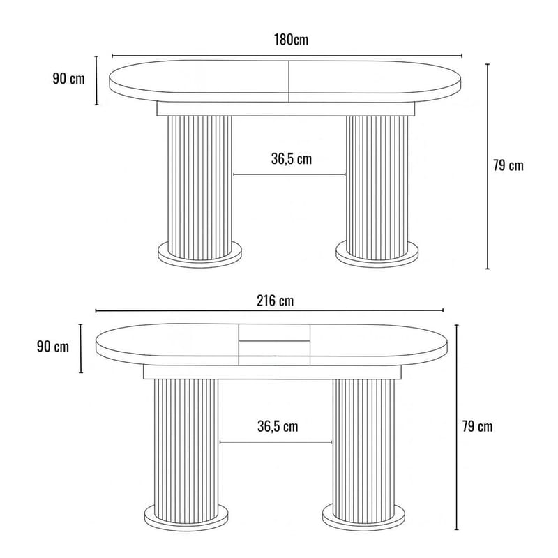 Samtens Matbord Oval 180 cm - Brun/Taupe - Möbler - Matplats - Matbord & köksbord