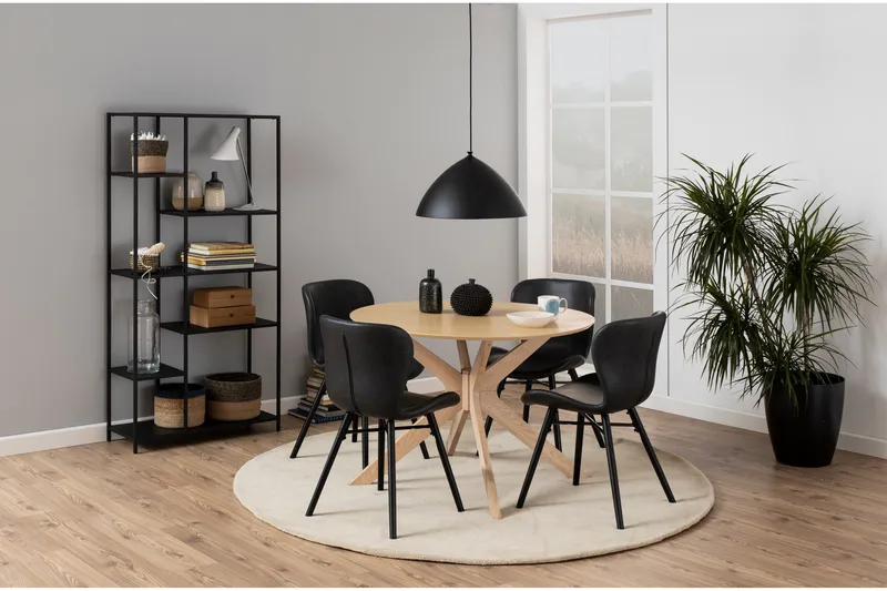 Sanae Runt Matbord 105 cm med Trä- och Ekutseende - Vit - Möbler - Matplats - Matbord & köksbord