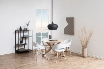 Sanae Runt Matbord 105 cm med Trä- och Ekutseende - Vit - Möbler - Matplats - Matbord & köksbord