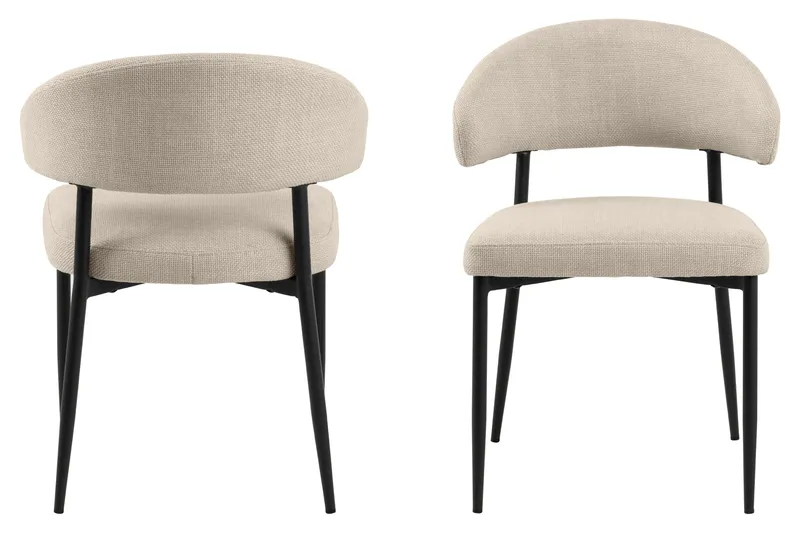 Sawako Matstol & Köksstol i Tyg med Svarta Metallben - Beige - Möbler - Matplats - Matstol & köksstol