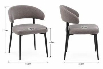 Sawako Matstol & Köksstol i Tyg med Svarta Metallben - Greige - Möbler - Matplats - Matstol & köksstol
