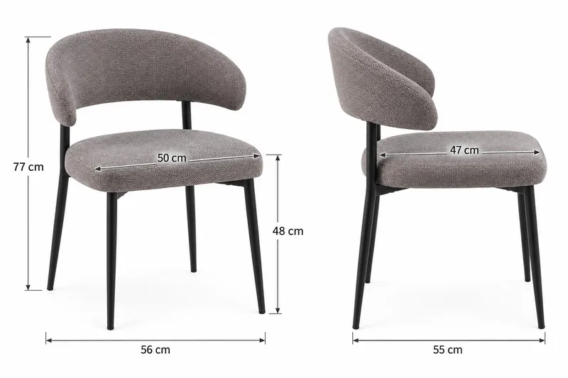 Sawako Matstol & Köksstol i Tyg med Svarta Metallben - Greige - Möbler - Matplats - Matstol & köksstol