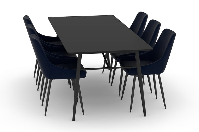 SCHOEFF Matbord 200 cm Svart med 6st VIKEN Köksstol - Matgrupp & matbord med stolar