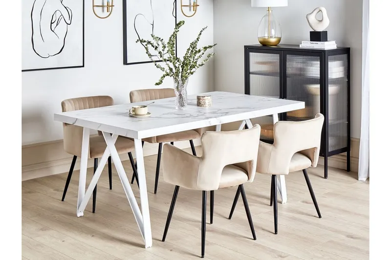 Senneterre Matbord 90x160 cm - Vit/Grå - Möbler - Matplats - Matbord & köksbord