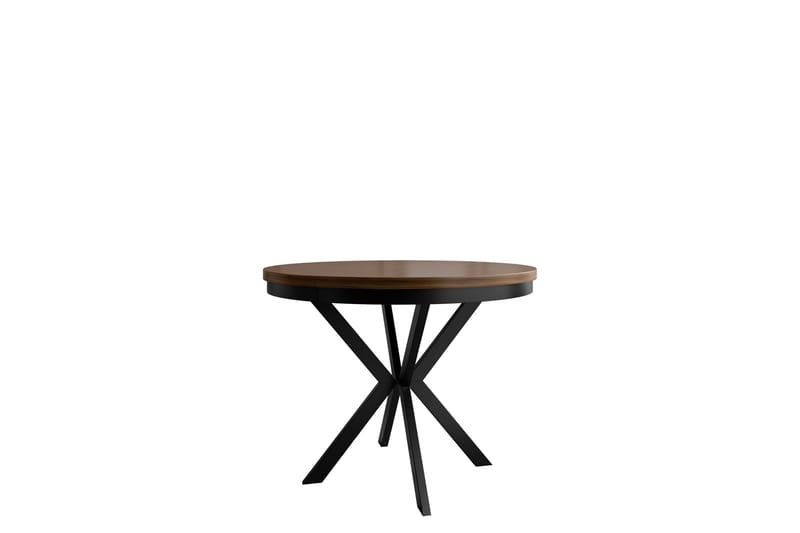 Sereth Litet Runt Matbord 100 cm med Trä- och Valnötsutseende, Brun / Svart