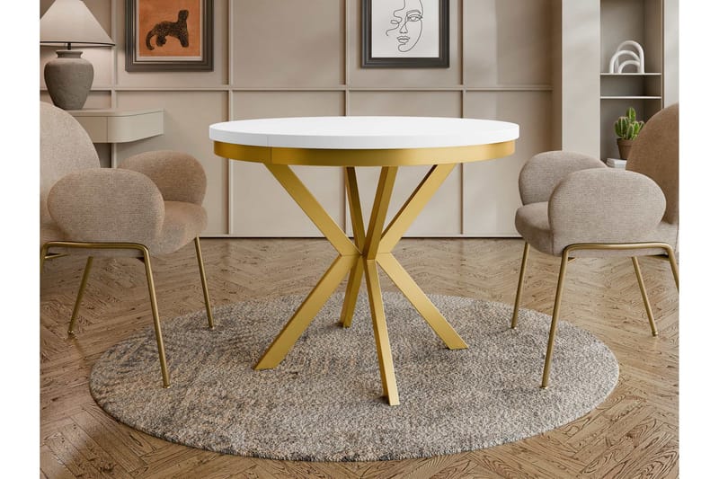 Sereth Litet Runt Matbord 100 cm - Vit / Guld - Möbler - Matplats - Matbord & köksbord