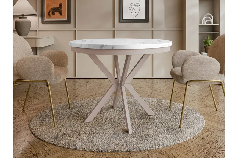 Sereth Matbord 100 cm Rund - Vit/Beige - Möbler - Matplats - Matbord & köksbord