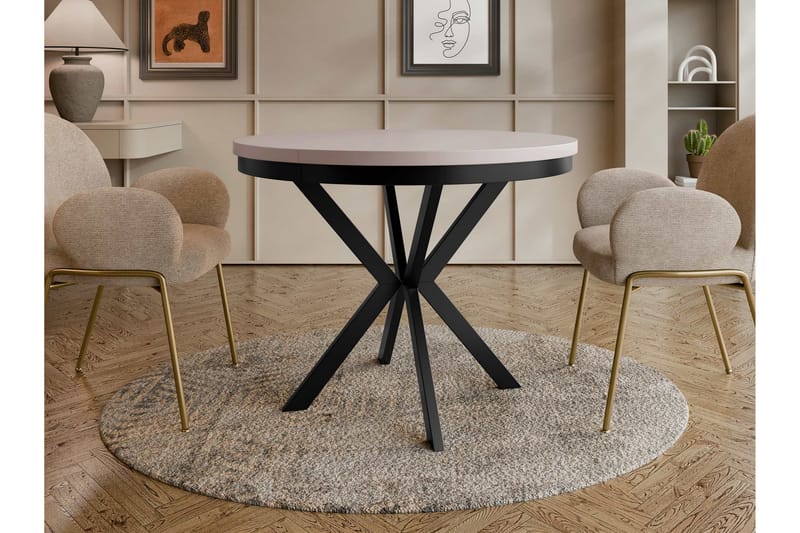 Sereth Matbord 120 cm Rund - Beige/Svart - Möbler - Matplats - Matbord & köksbord