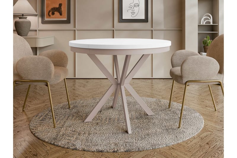 Sereth Matbord 120 cm Rund - Vit/Beige - Möbler - Matplats - Matbord & köksbord