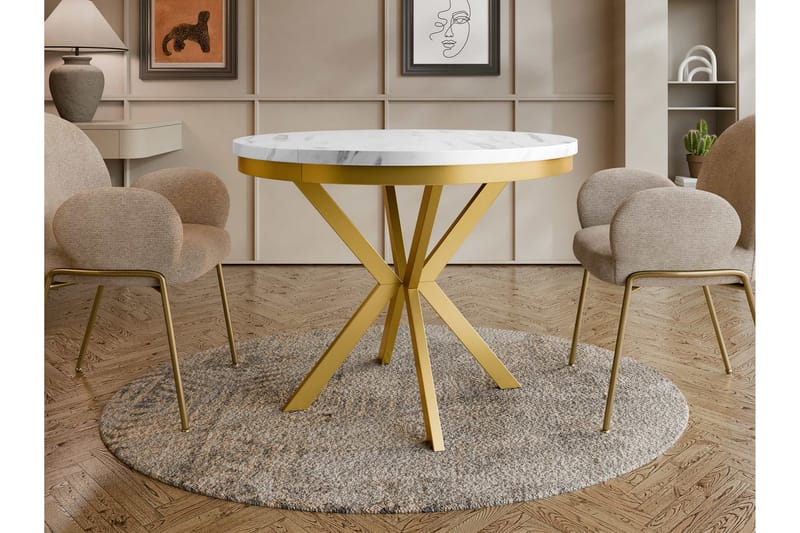 Sereth Matbord 120 cm Rund - Vit/Guld - Möbler - Matplats - Matbord & köksbord