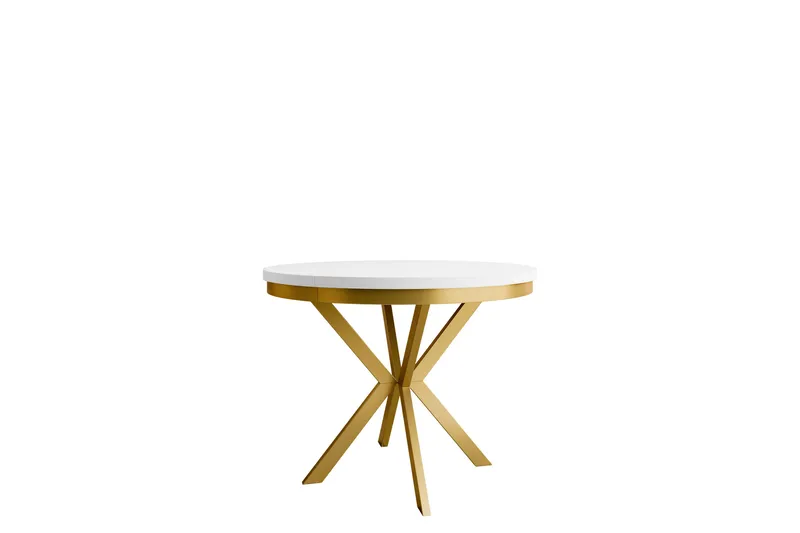 Sereth Matbord 120 cm Rund, Vit/Guld