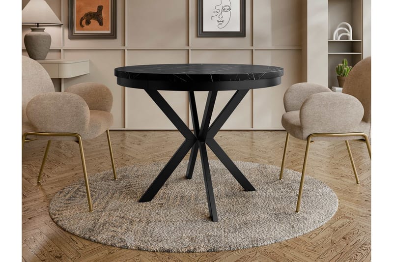 Sereth Matbord 90 cm Rund - Svart - Möbler - Matplats - Matbord & köksbord