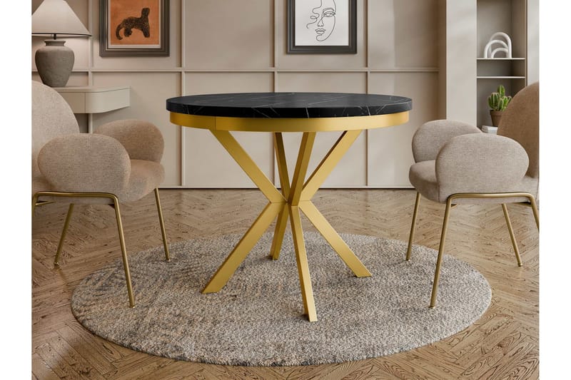 Sereth Matbord 90 cm Rund - Svart/Guld - Möbler - Matplats - Matbord & köksbord