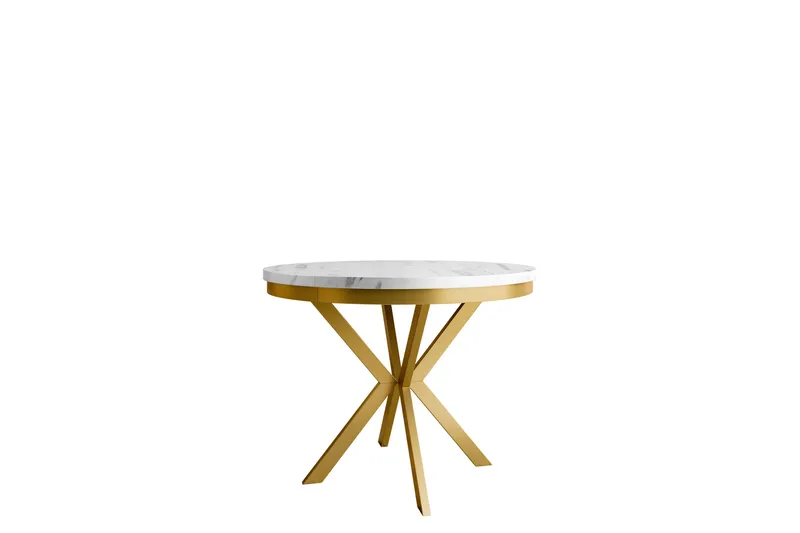 Sereth Matbord 90 cm Rund, Vit/Guld