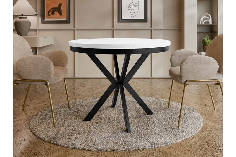 Sereth Matbord 90 cm Rund - Vit/Svart - Möbler - Matplats - Matbord & köksbord