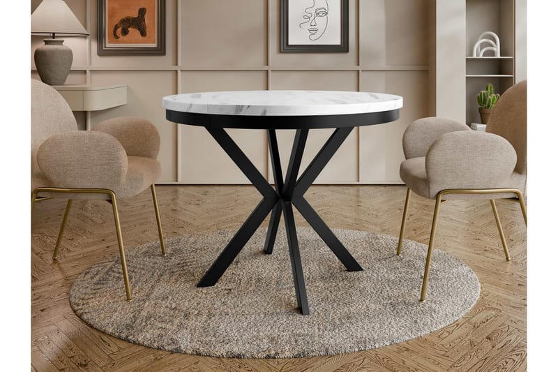 Sereth Matbord 90 cm Rund - Vit/Svart - Möbler - Matplats - Matbord & köksbord