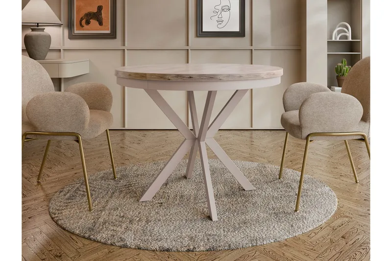 Sereth Runt Matbord 120 cm med Trä- och Ekutseende - Brun/Beige - Möbler - Matplats - Matbord & köksbord