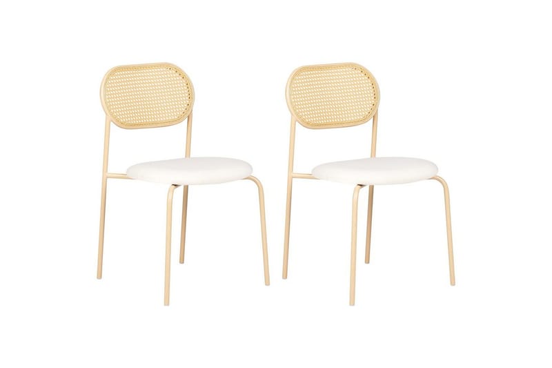 Set med 2 matstolar Adaver, Ljus trä, beige