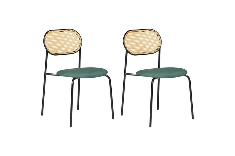 Set med 2 matstolar Adaver, Svart, ljust trä, grönt