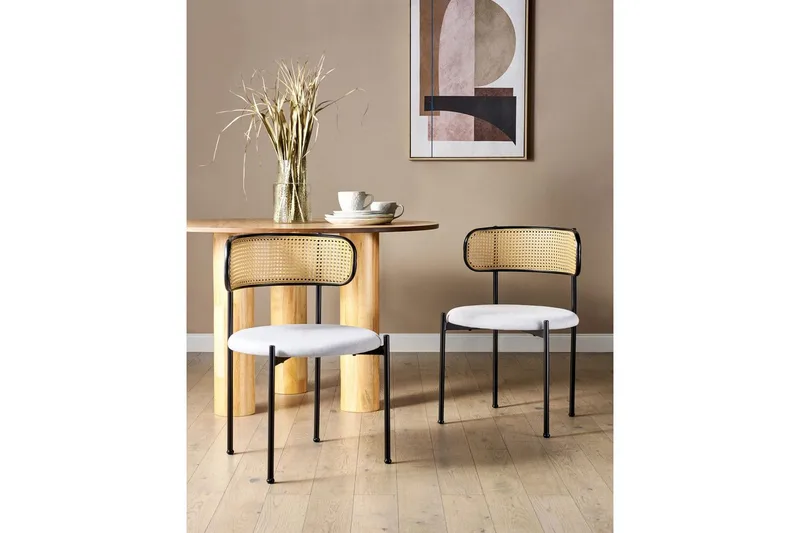 Set med 2 matstolar Andover - Svart, ljust trä, grått - Möbler - Matplats - Matstol & köksstol