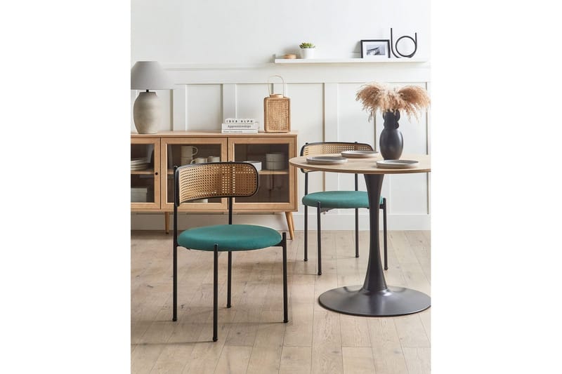 Set med 2 matstolar Andover - Svart, ljust trä, grönt - Möbler - Matplats - Matstol & köksstol