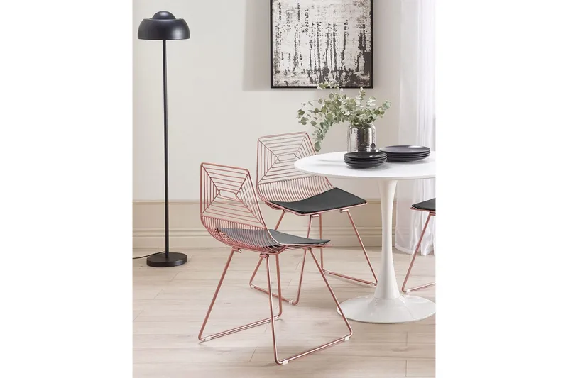Set med 2 matstolar Beatty - Rosa guld, svart - Möbler - Matplats - Matstol & köksstol