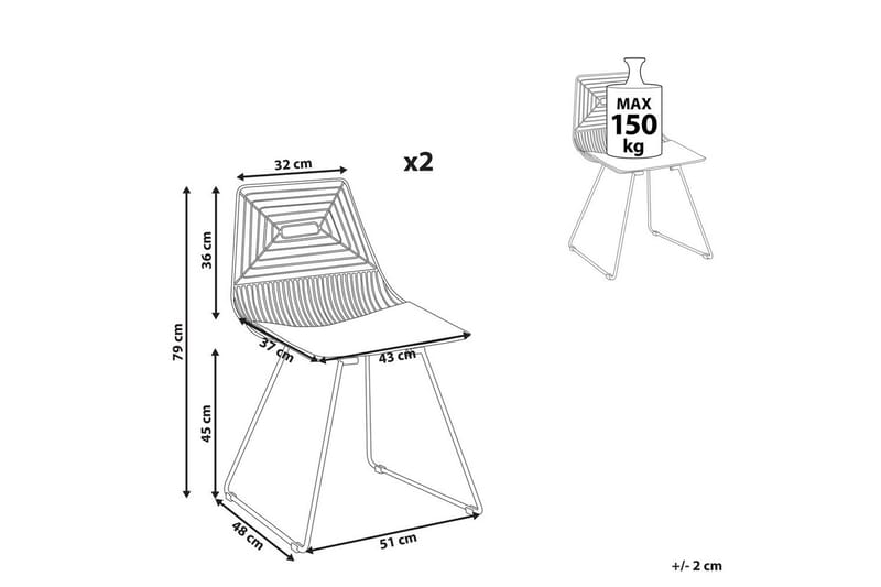 Set med 2 matstolar Beatty - Rosa guld, svart - Möbler - Matplats - Matstol & köksstol