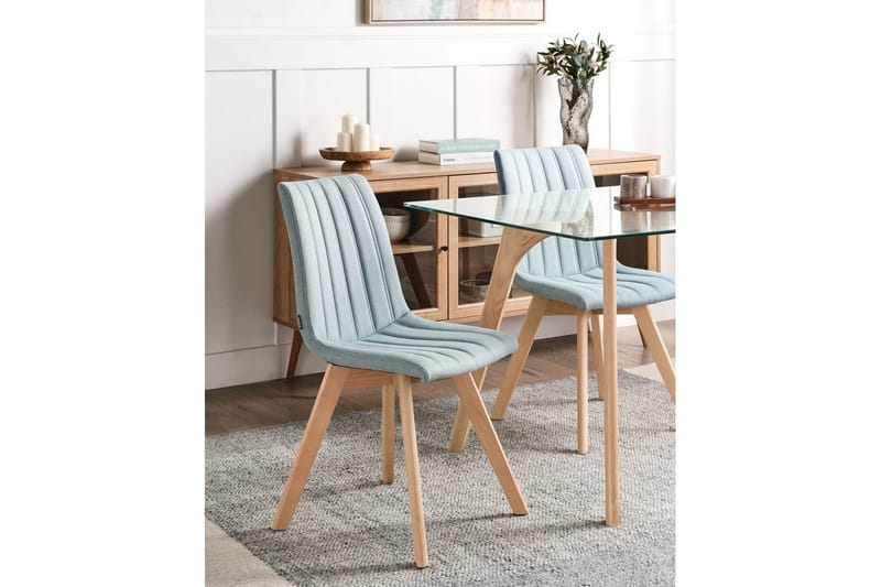 Set med 2 matstolar Calgary - Blått, ljust trä - Möbler - Matplats - Matstol & köksstol