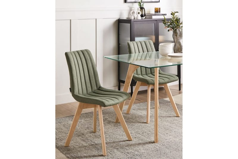 Set med 2 matstolar Calgary - Grönt, ljust trä - Möbler - Matplats - Matstol & köksstol