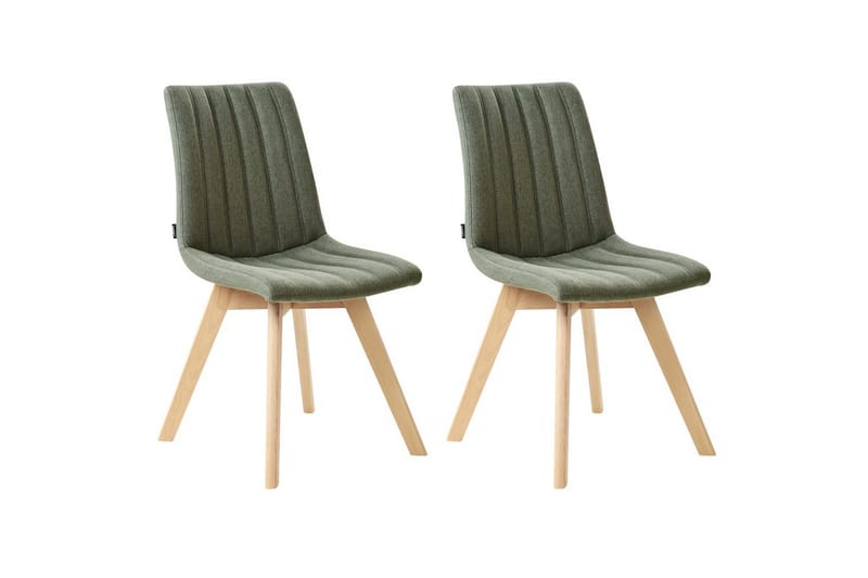 Set med 2 matstolar Calgary, Grönt, ljust trä