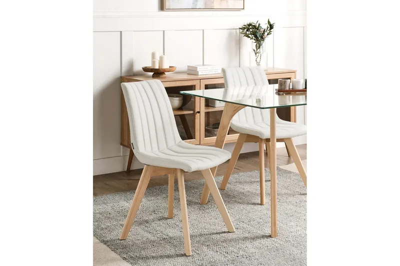 Set med 2 matstolar Calgary - Vit, ljust trä - Möbler - Matplats - Matstol & köksstol