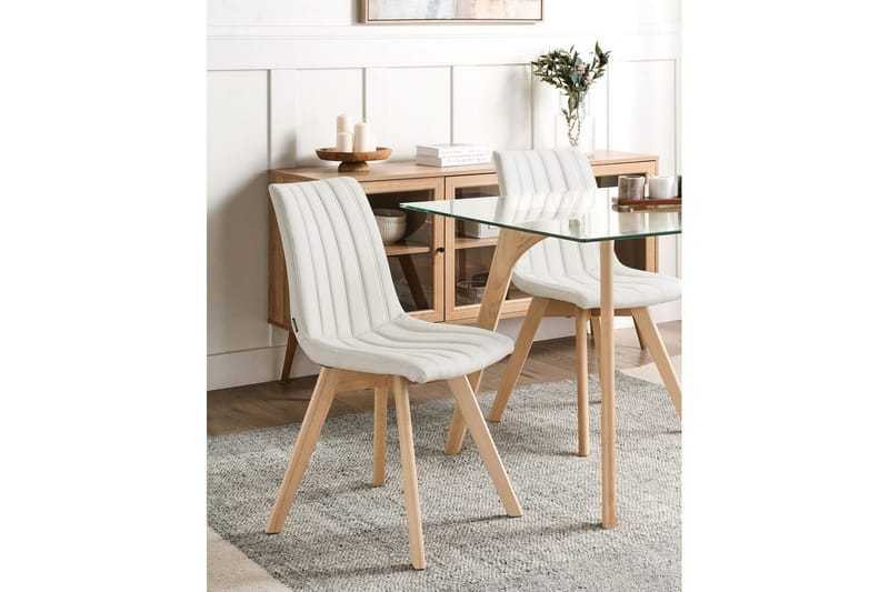 Set med 2 matstolar Calgary - Vit, ljust trä - Möbler - Matplats - Matstol & köksstol