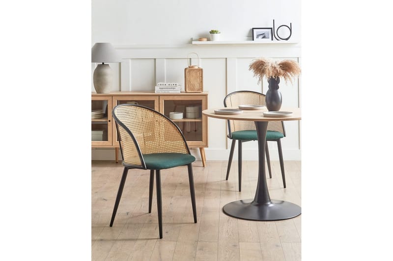 Set med 2 matstolar Cornell - Grönt, svart, ljust trä - Möbler - Matplats - Matstol & köksstol