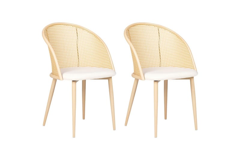 Set med 2 matstolar Cornell, Ljus trä, beige