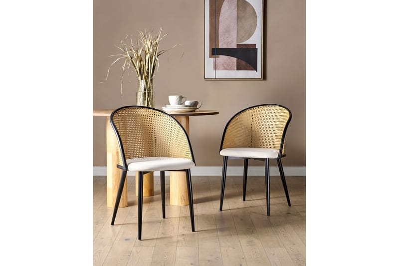 Set med 2 matstolar Cornell - Svart, beige, ljust trä - Möbler - Matplats - Matstol & köksstol
