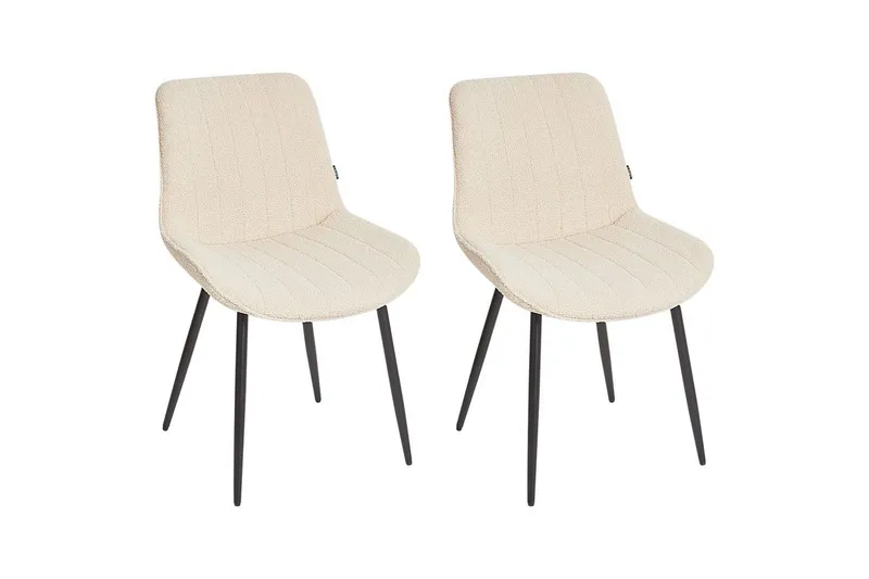 Set med 2 matstolar Dubrovnik - Beige, svart/Bouclé - Möbler - Matplats - Matstol & köksstol