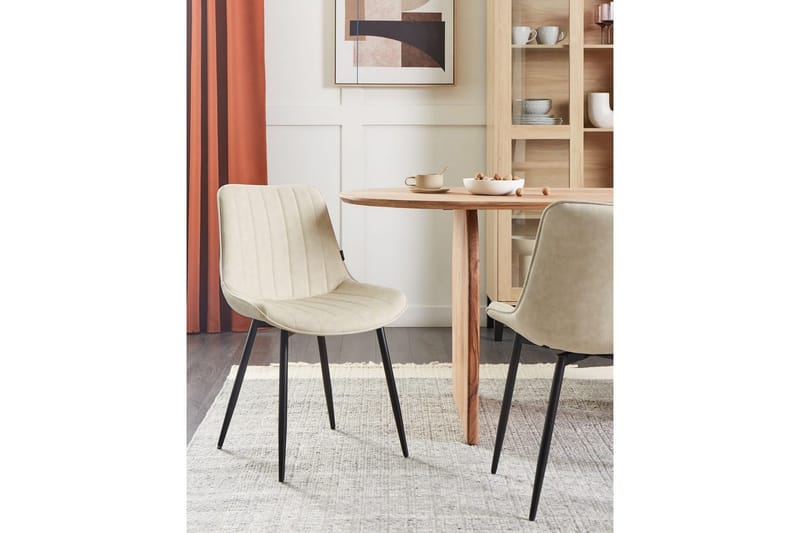 Set med 2 matstolar Dubrovnik - Beige, svart/Konstläder - Möbler - Matplats - Matstol & köksstol